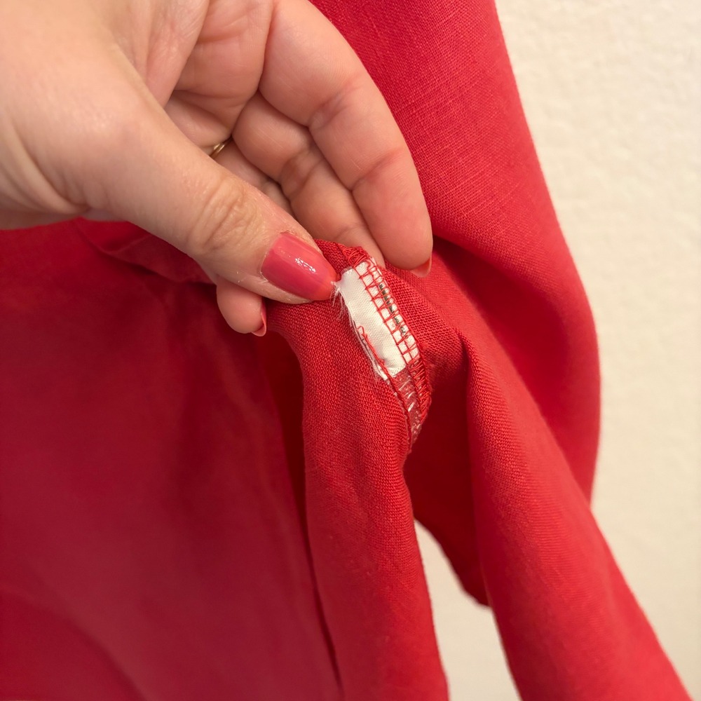 Frank & Eileen Megan Maxi Shirtdress OS Washed Linen Summer Red Button Americana - Picture 10 of 12